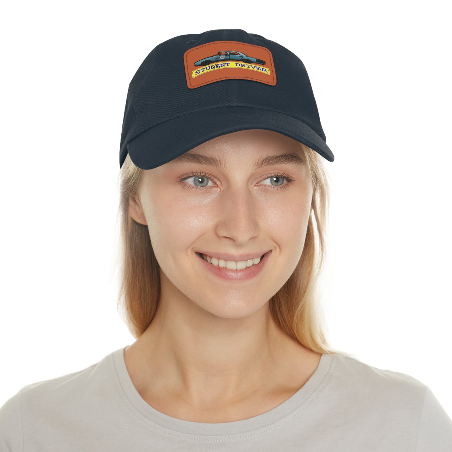 Stunt Driver Dad Hat with Leather Patch (Rectangle)