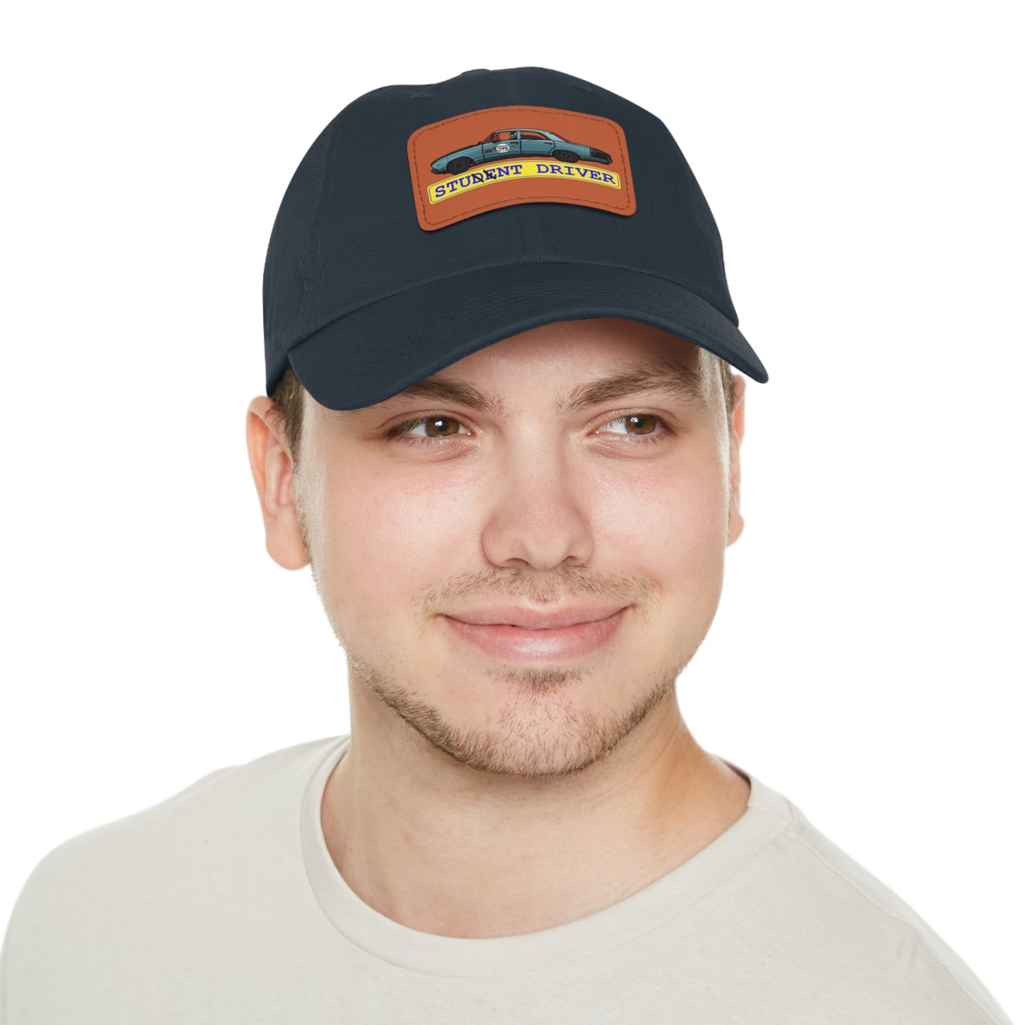 Stunt Driver Dad Hat with Leather Patch (Rectangle)